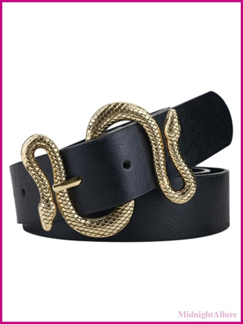 Women PU Leather Snake Buckle Belt Waist Belt
